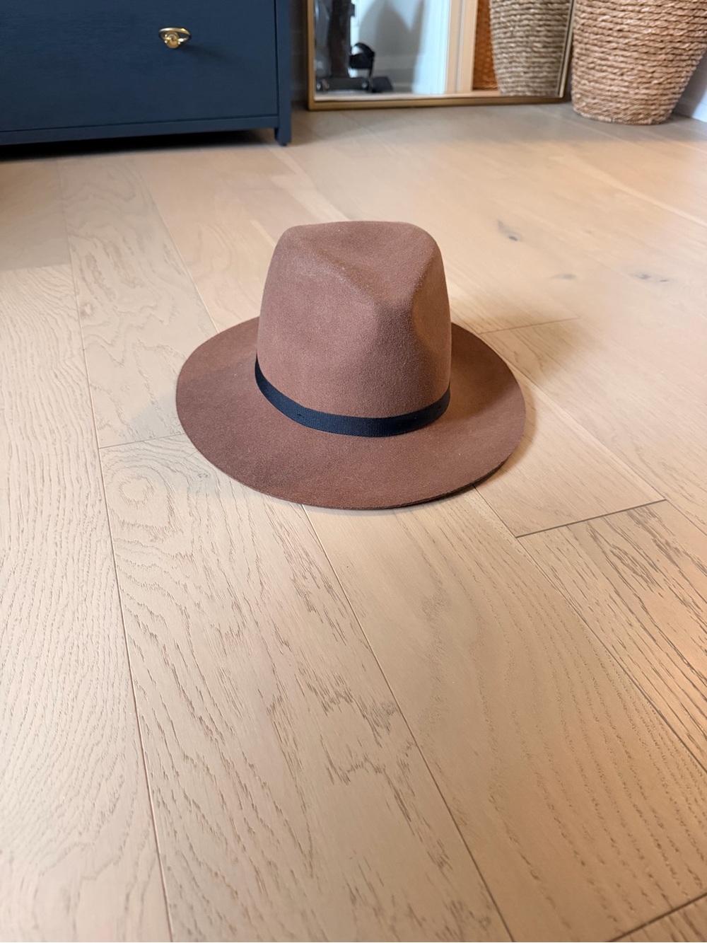NWOT Aritzia Brown Felt Fedora Hat with Black Band